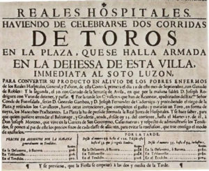 Cartel publicitario de una corrida de todos en Madrid en 1737
